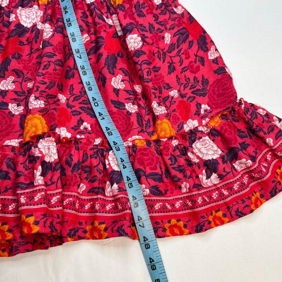 Walker & Wade Carrie Midi Dress Drawstring Waist Cherry Floral Pink Orange Med - Picture 9 of 13